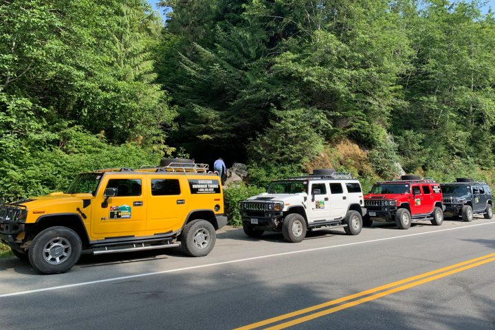 a truck that is driving down the road